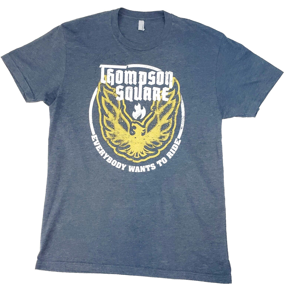 Thomas Square T-Shirt Men's M Gray "Everybody Wants To Ride" Crew Neck Top Biker